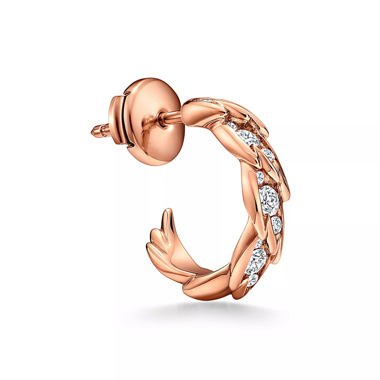 Wings Hoop Earrings in Rose Gold with Diamonds