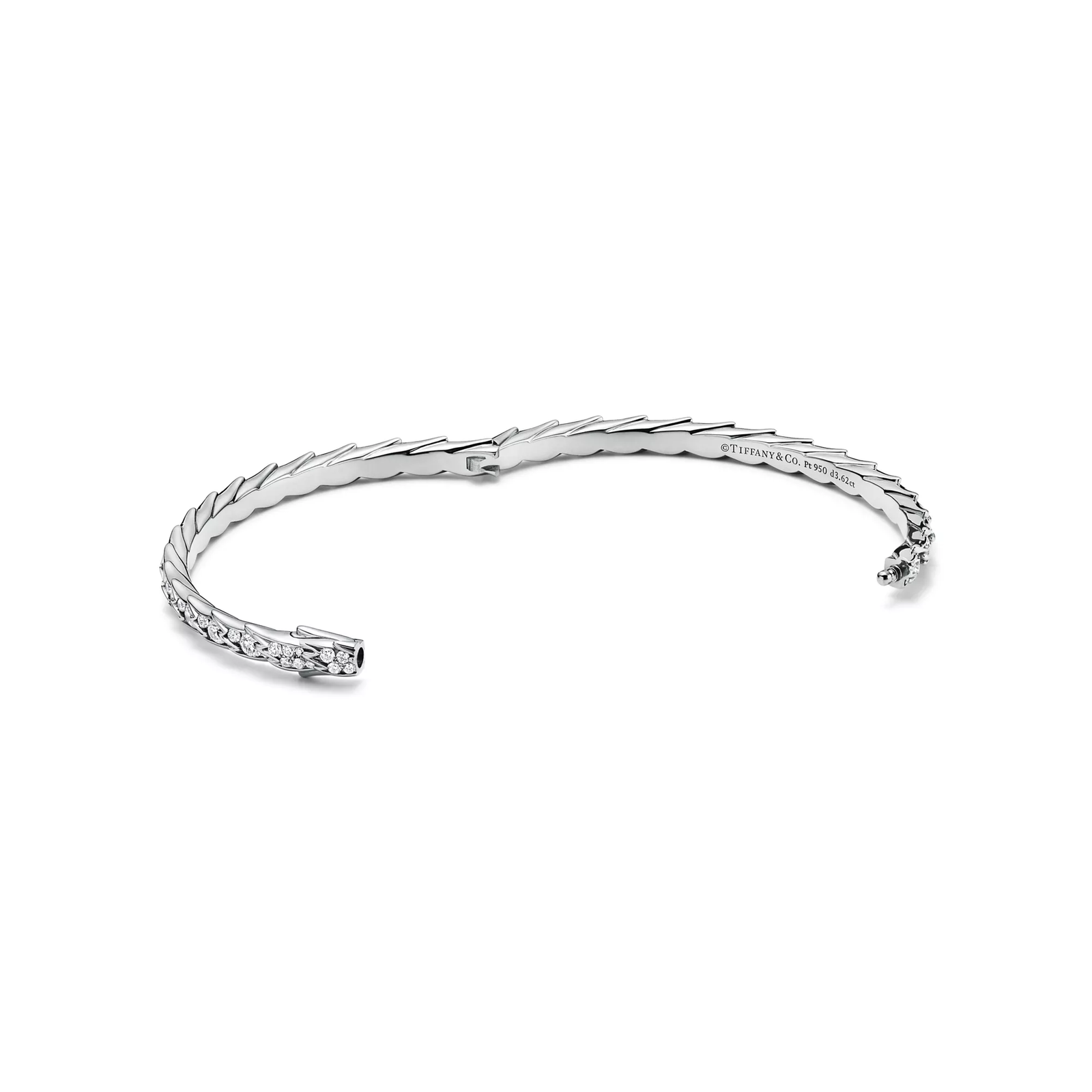 Wings Narrow Bangle in Platinum with Diamonds