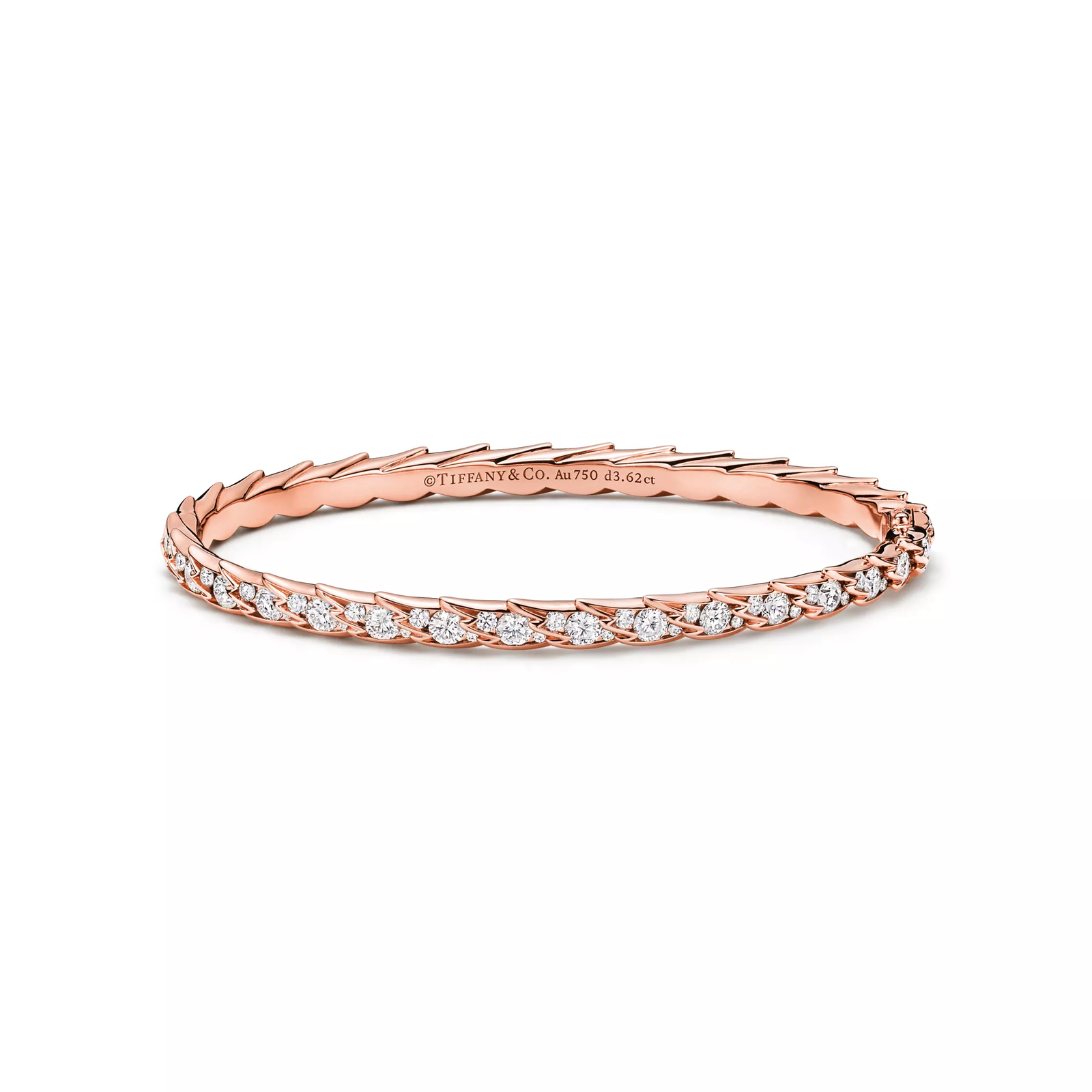 Wings Narrow Bangle in Rose Gold with Diamonds
