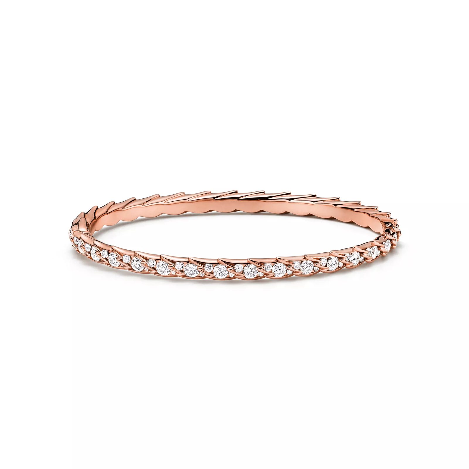 Wings Narrow Bangle in Rose Gold with Diamonds