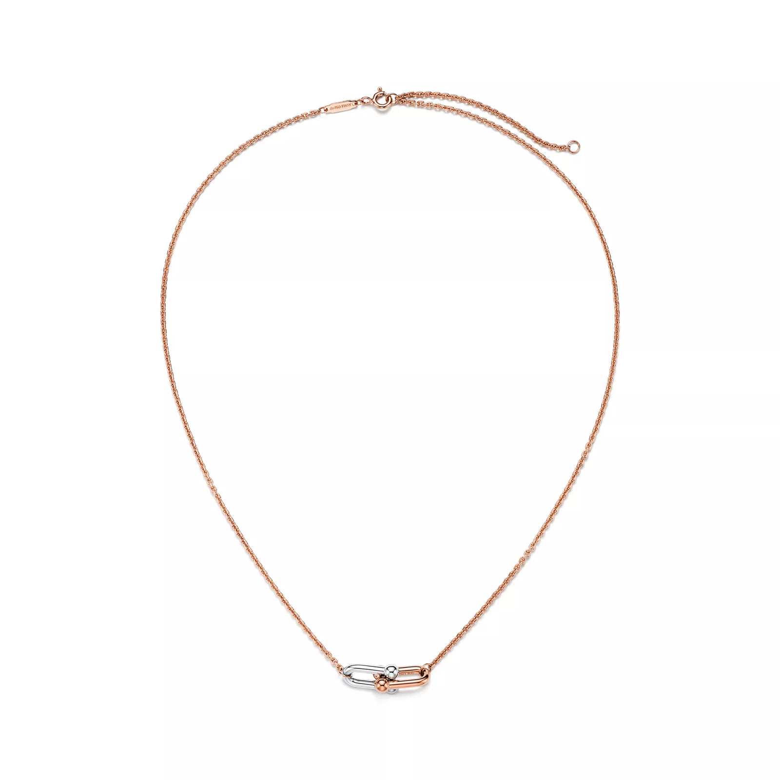 Small Double Link Pendant in Rose and White Gold