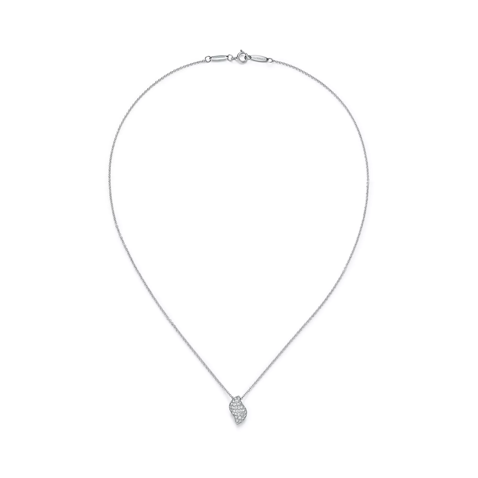 Mini Feather Pendant in Platinum with Pave Diamonds