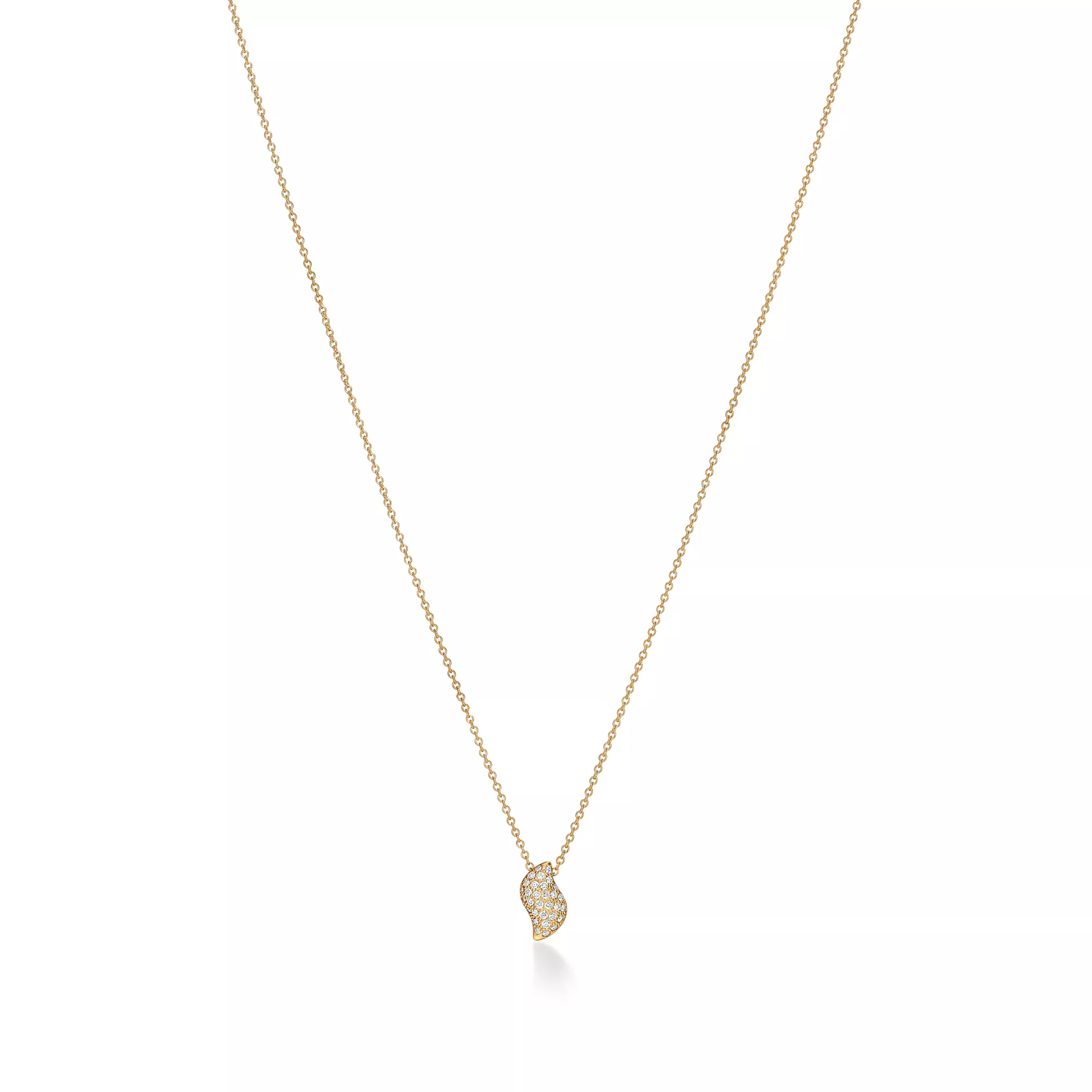 Mini Feather Pendant in Yellow Gold with Pave Diamonds
