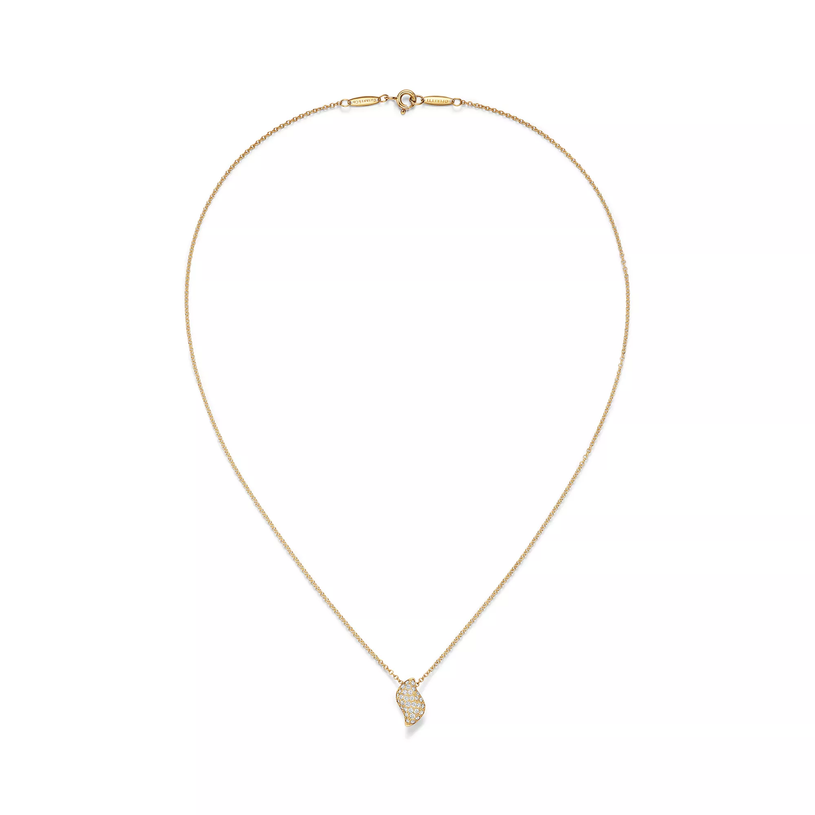 Mini Feather Pendant in Yellow Gold with Pave Diamonds