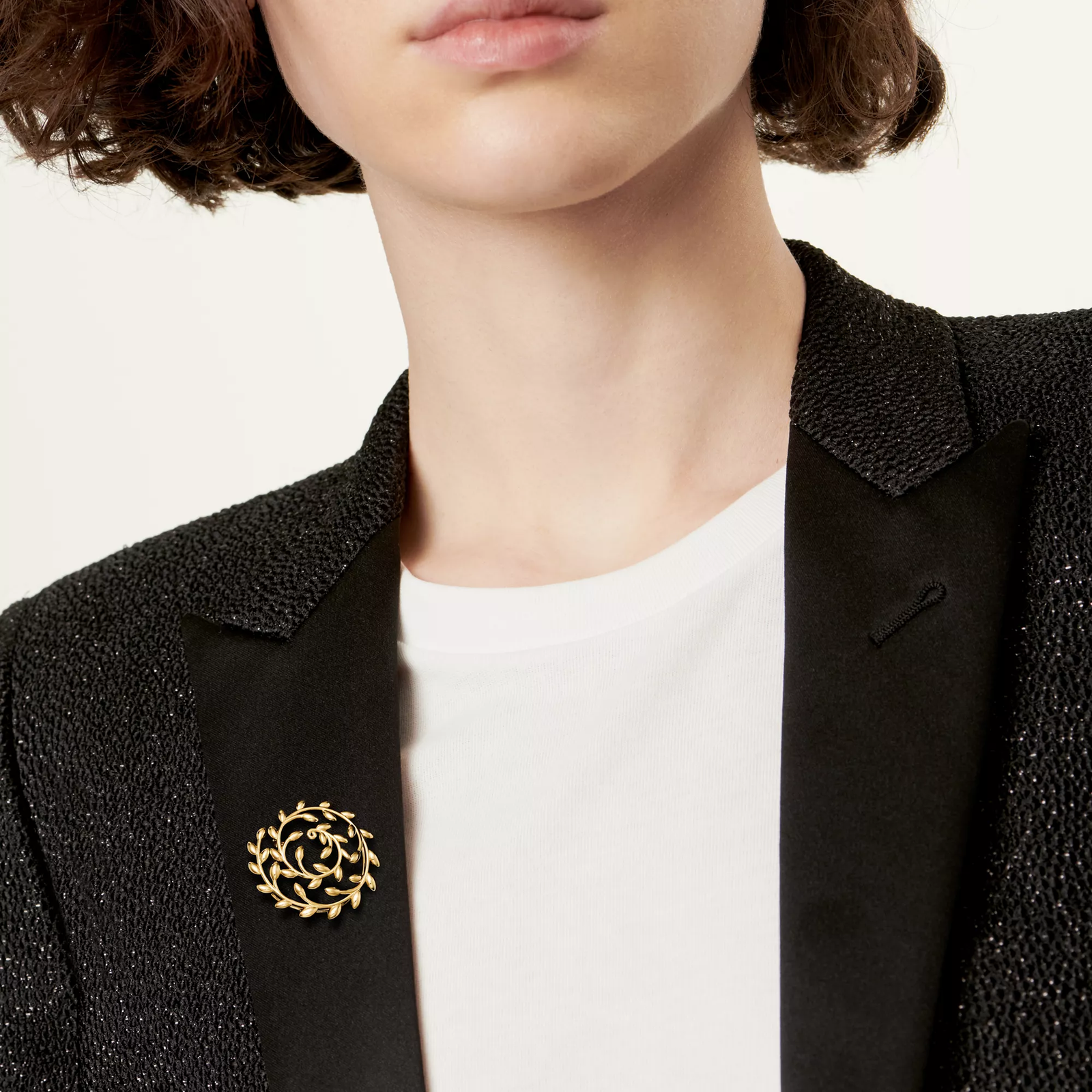 Olive Leaf Brooch in Yellow Gold