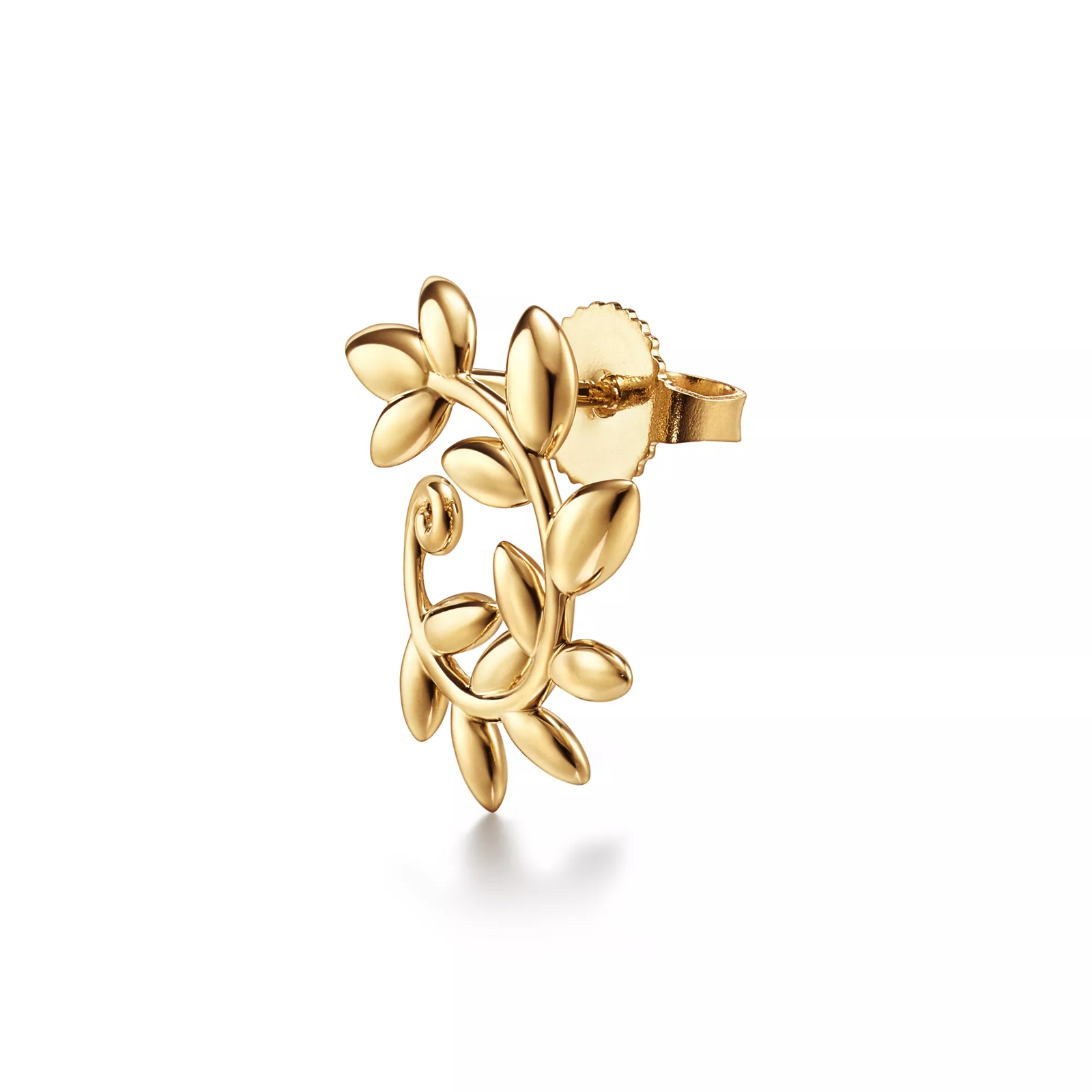 Olive Leaf Bypass Hoop Earrings  in Yellow Gold