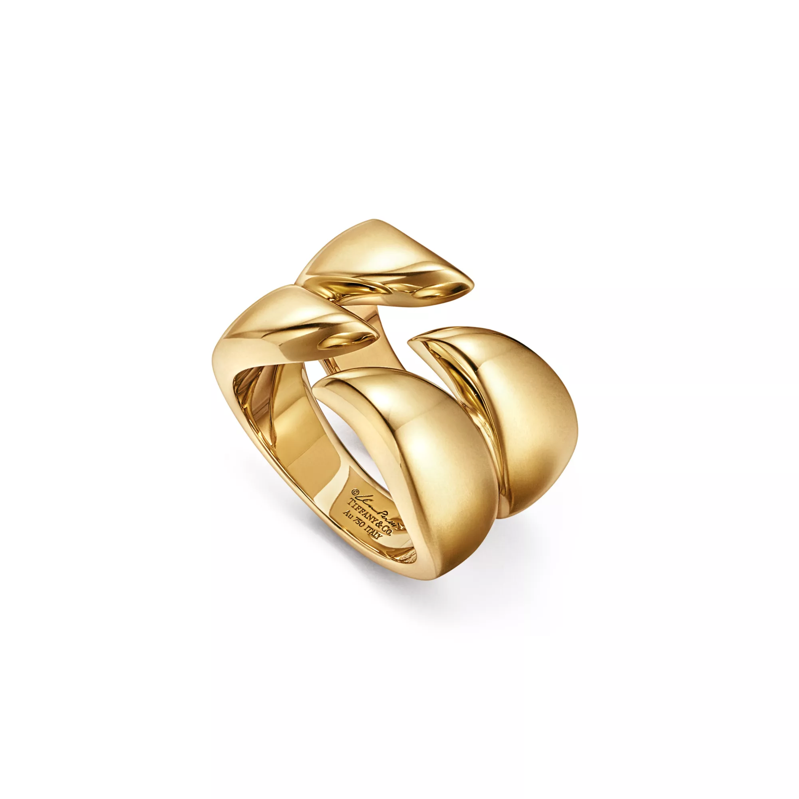 Feather Double Ring in Yellow Gold