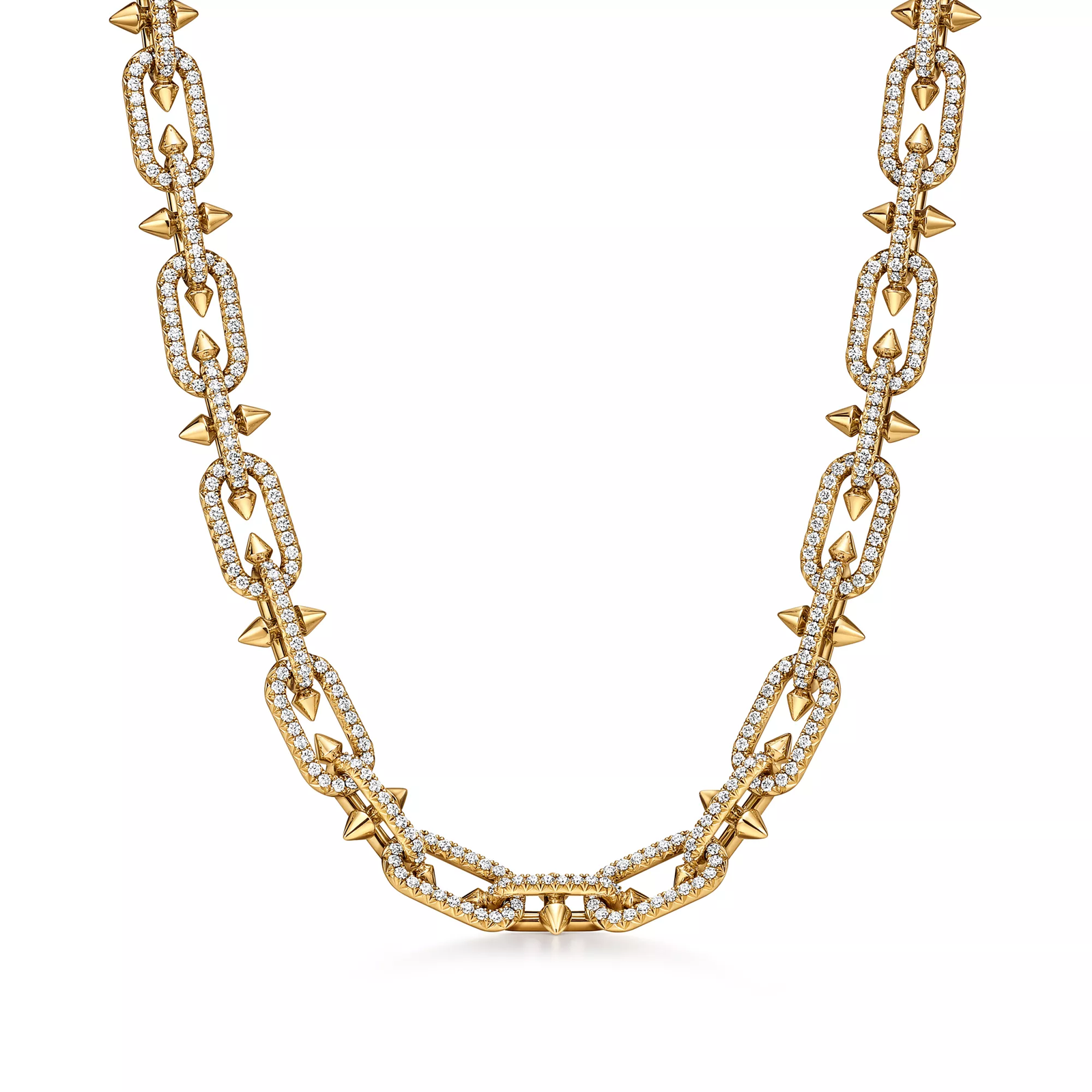 Necklace in Yellow Gold with Pave Diamonds