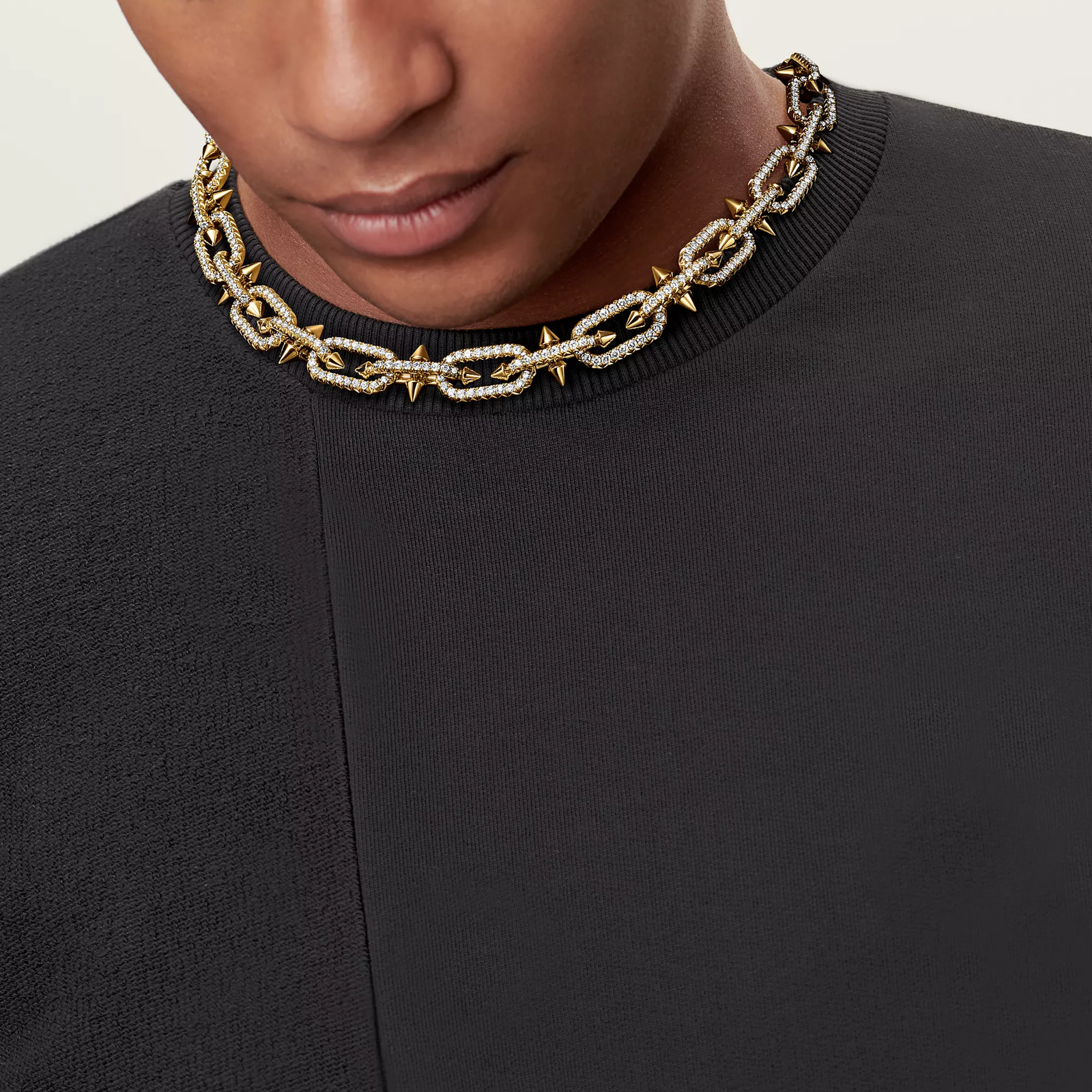 Necklace in Yellow Gold with Pave Diamonds
