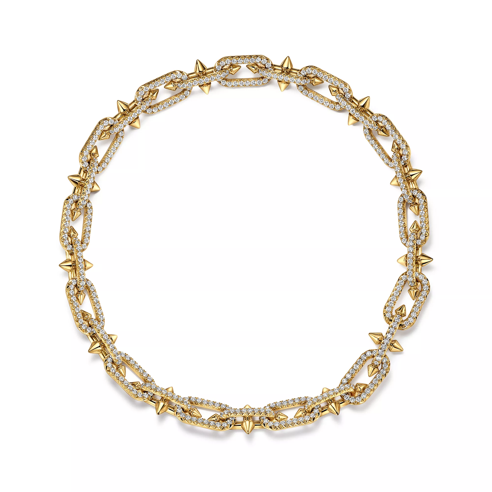Necklace in Yellow Gold with Pave Diamonds