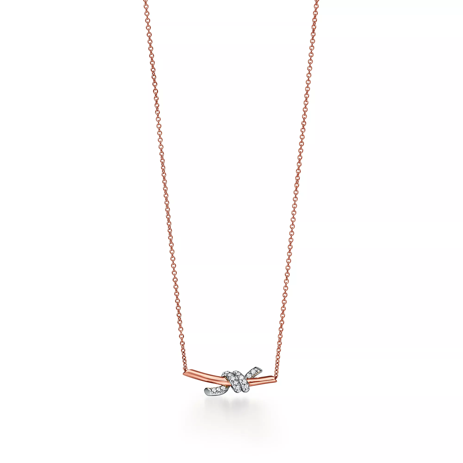 Small Pendant in Rose Gold and Platinum with Diamonds