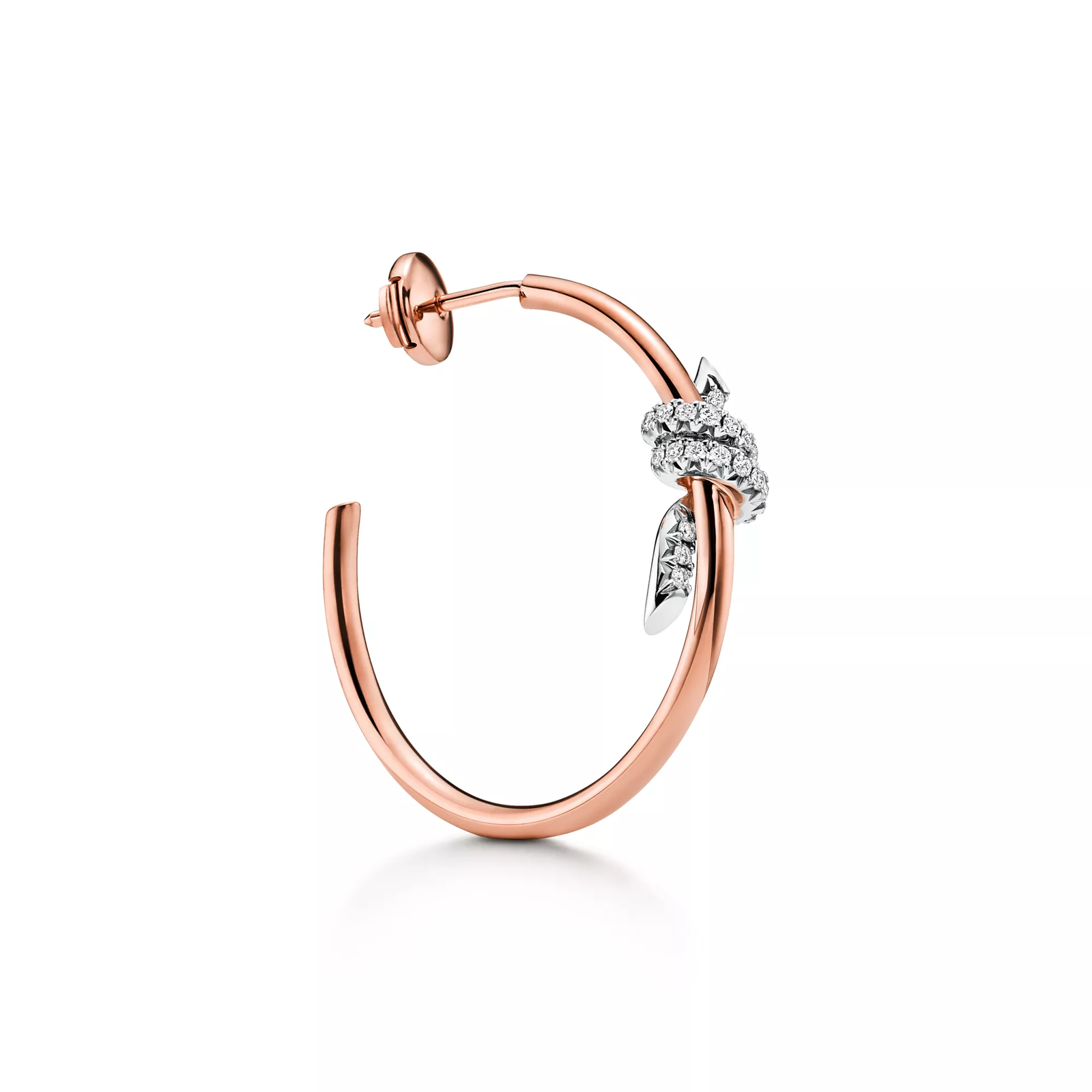 Large Hoop Earrings in Rose Gold and Platinum with Diamonds