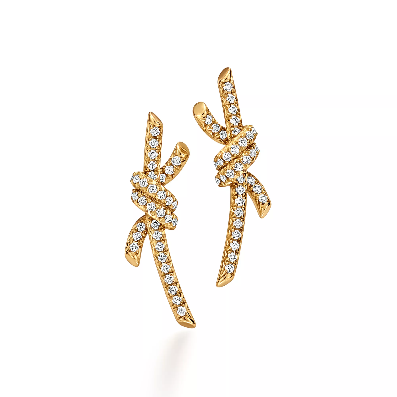 Earrings in Yellow Gold with Pave Diamonds