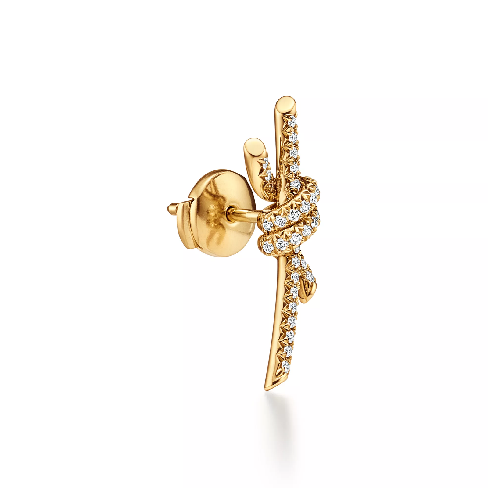 Earrings in Yellow Gold with Pave Diamonds