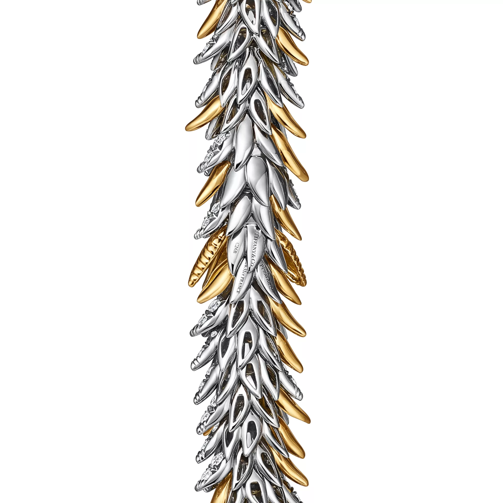 Feathers Bracelet in Platinum and Yellow Gold