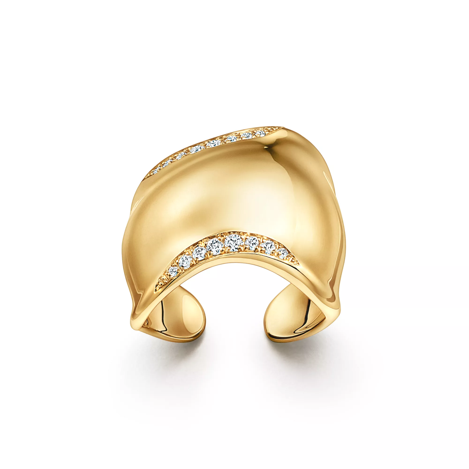 Bone Ring in Yellow Gold with Diamonds