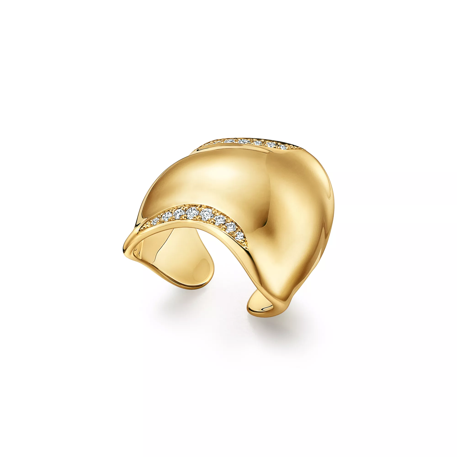 Bone Ring in Yellow Gold with Diamonds