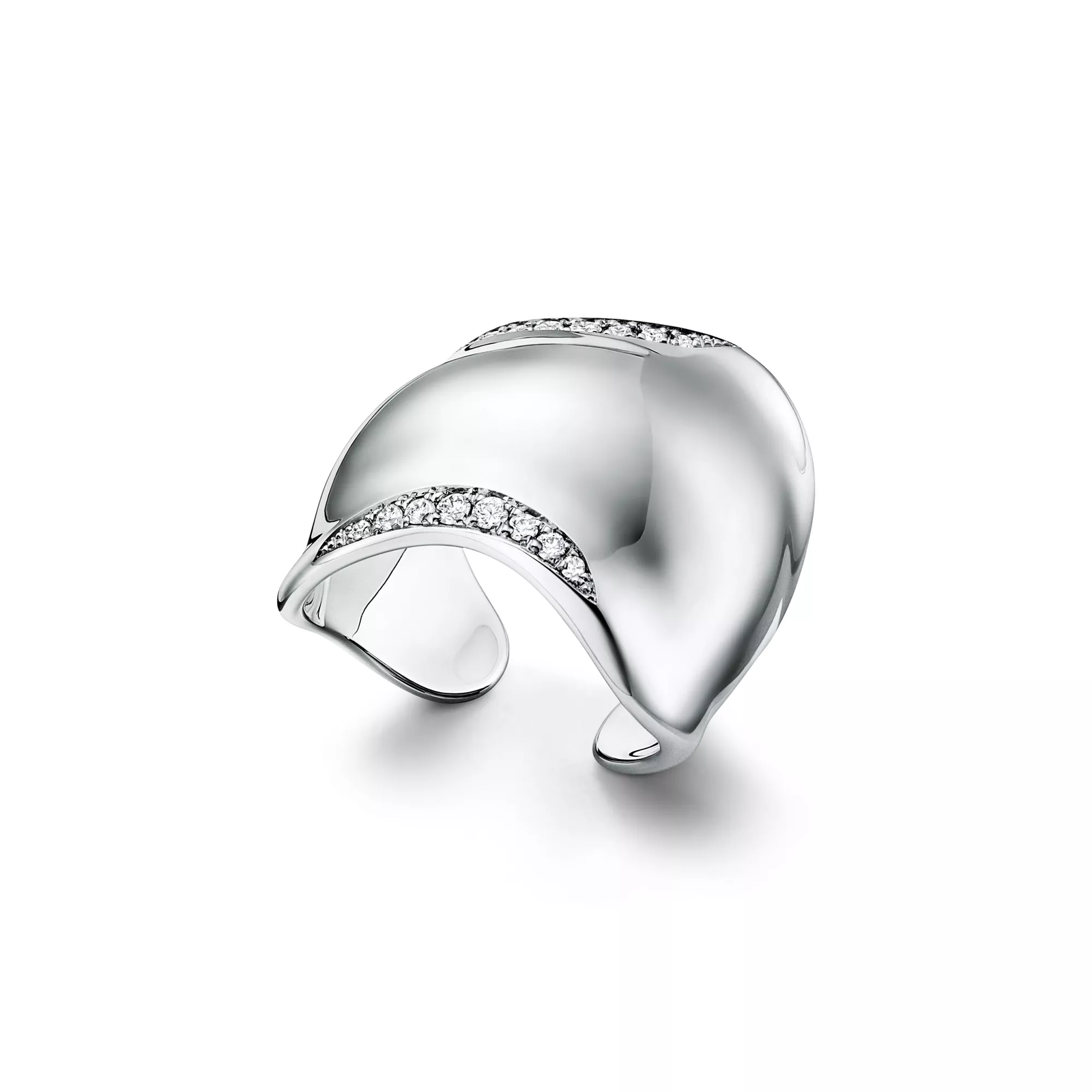 Bone Ring in Platinum with Diamonds