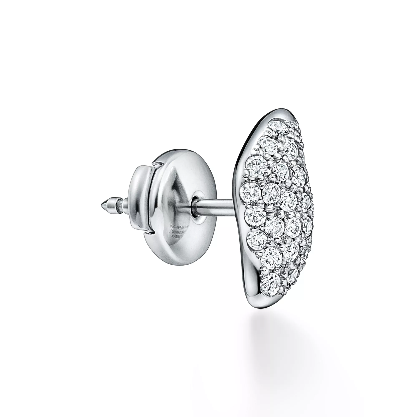 Mini Stud Feather Earrings in Platinum with Pave Diamonds