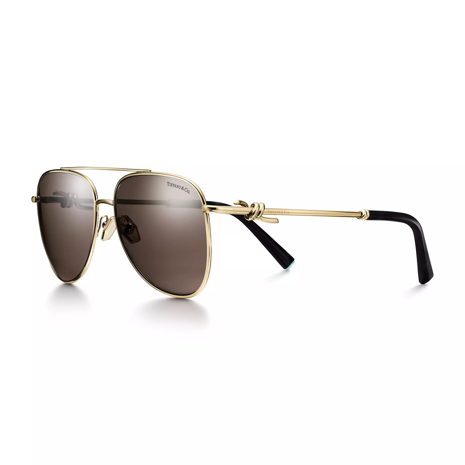 Sunglasses in Pale Gold-colored Metal with Light Brown Lenses