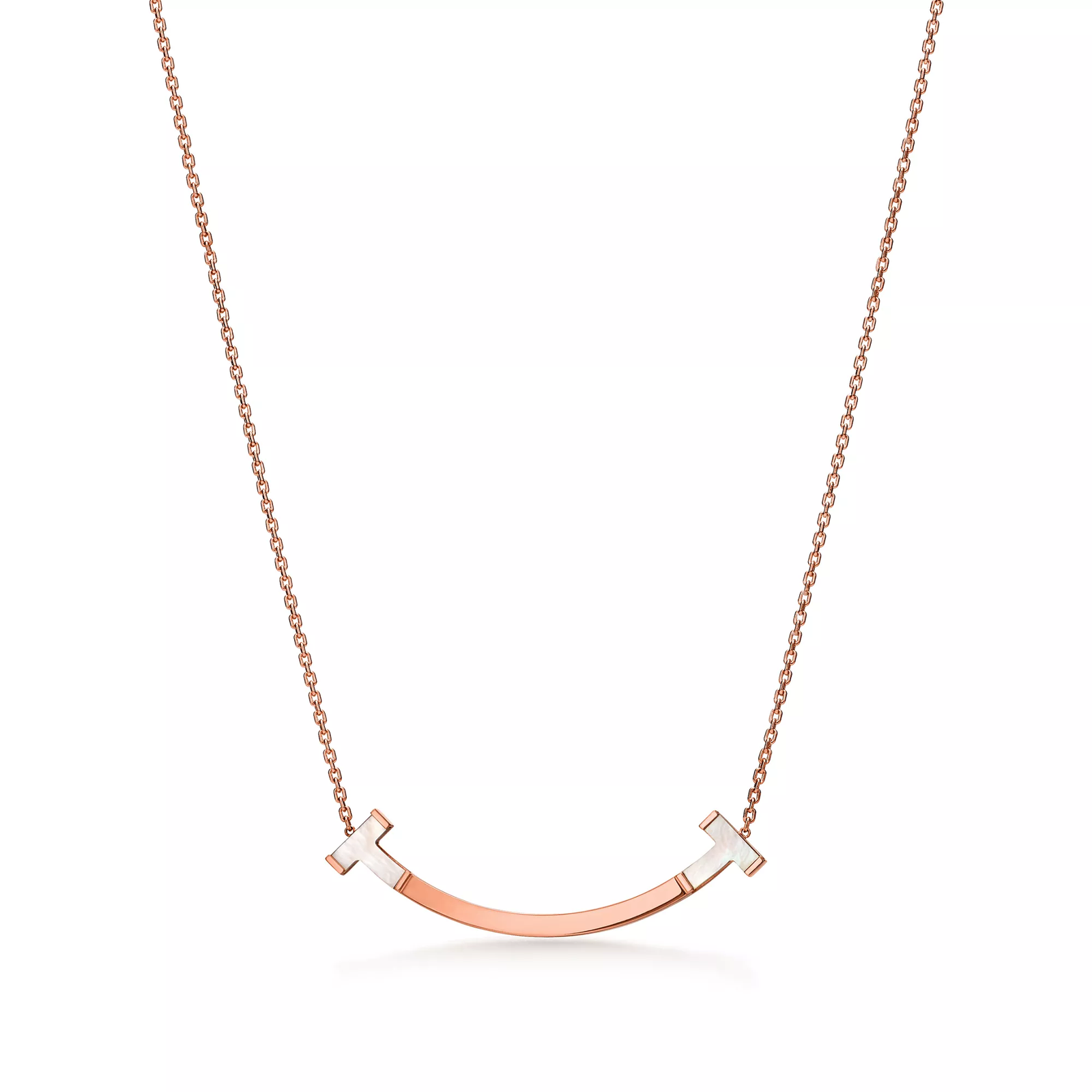 Smile Medium Pendant in Rose Gold with White Mother-of-pearl