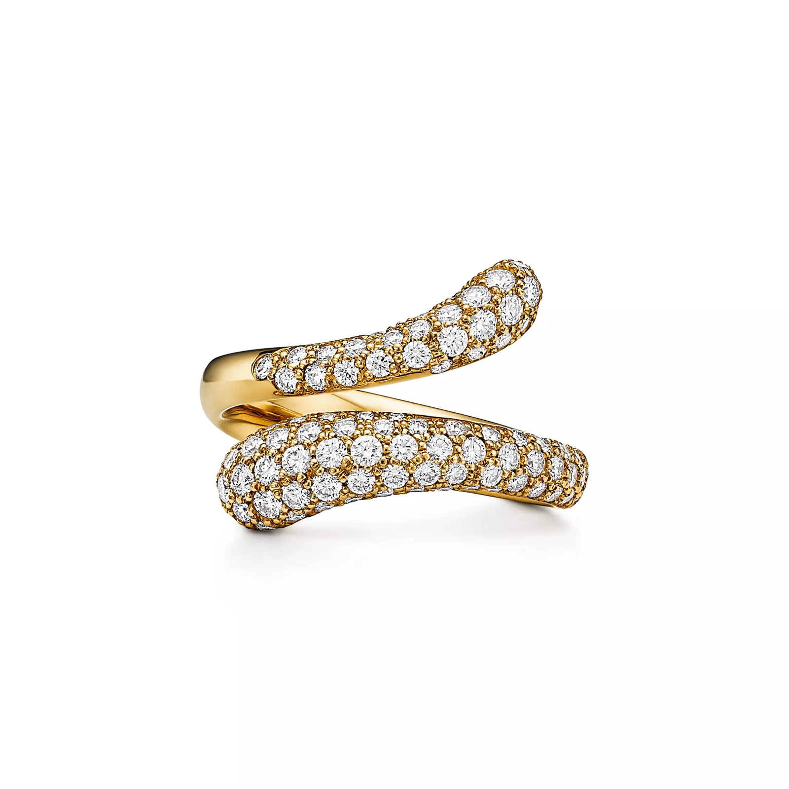 Teardrop Ring in Yellow Gold with Pave Diamonds