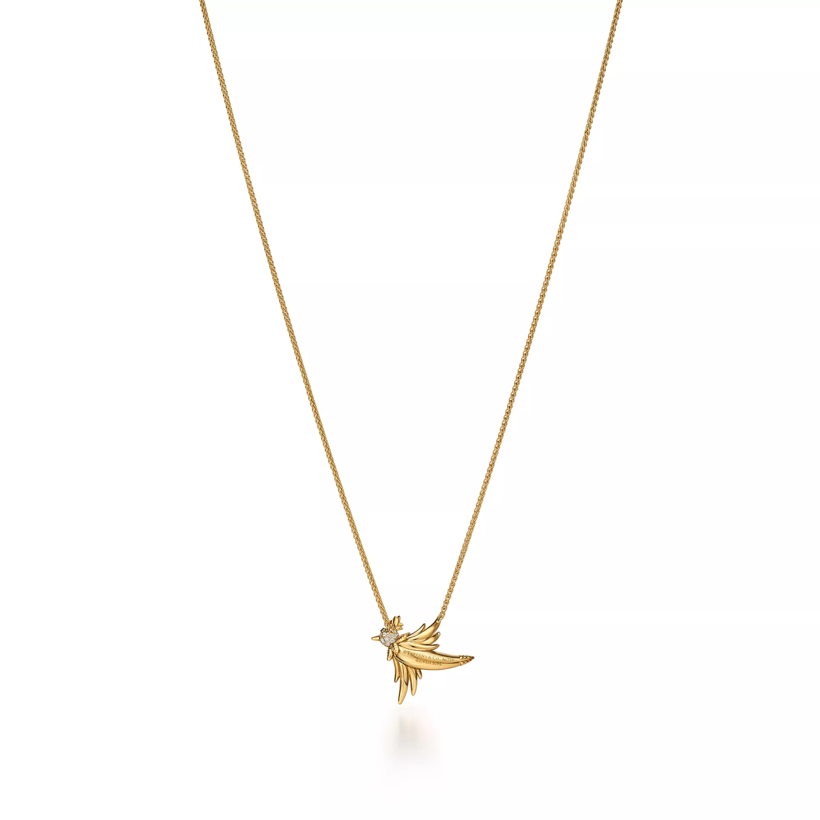 Bird Pendant in Gold with Pave Diamonds and Sapphires