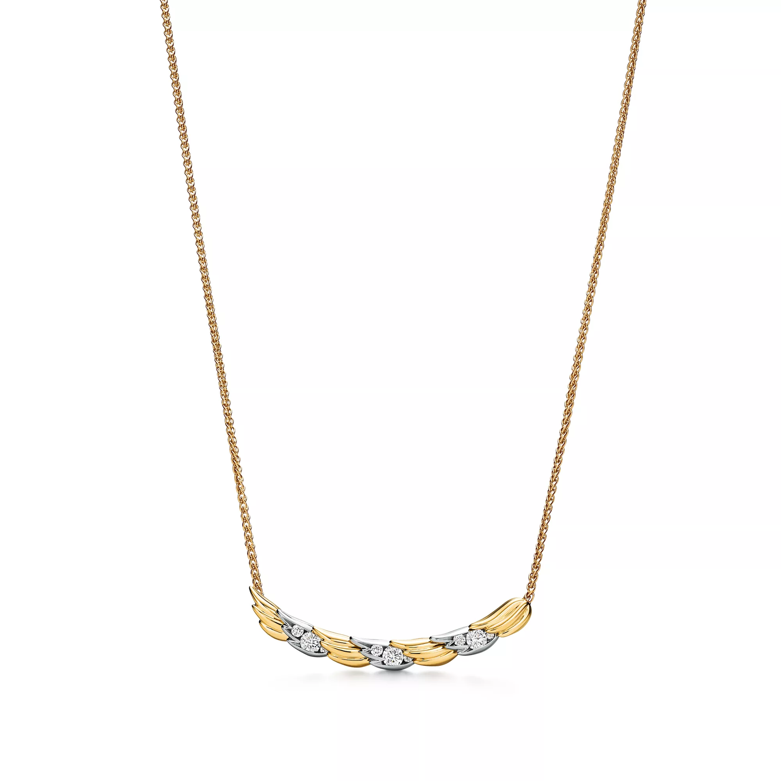 Wings Pendant in Gold and Platinum with Pave Diamonds