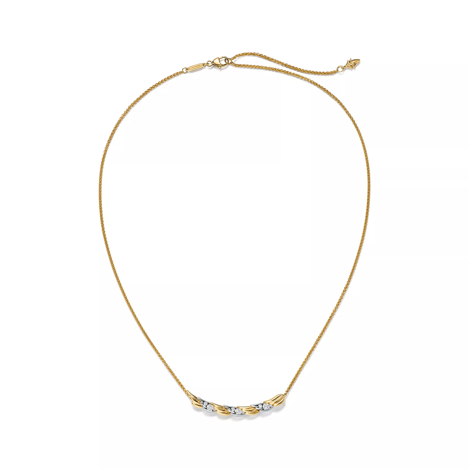 Wings Pendant in Gold and Platinum with Pave Diamonds