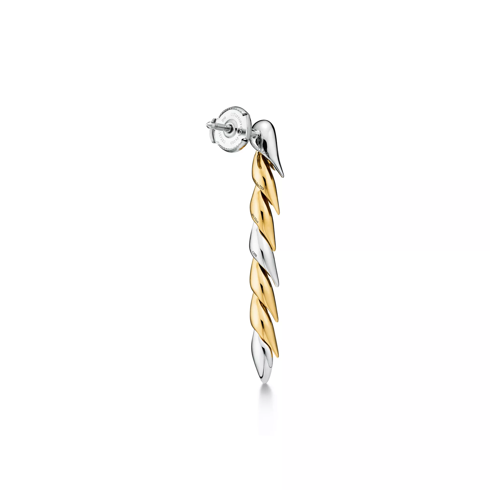 Wings Drop Earrings in Gold & Platinum with Diamonds