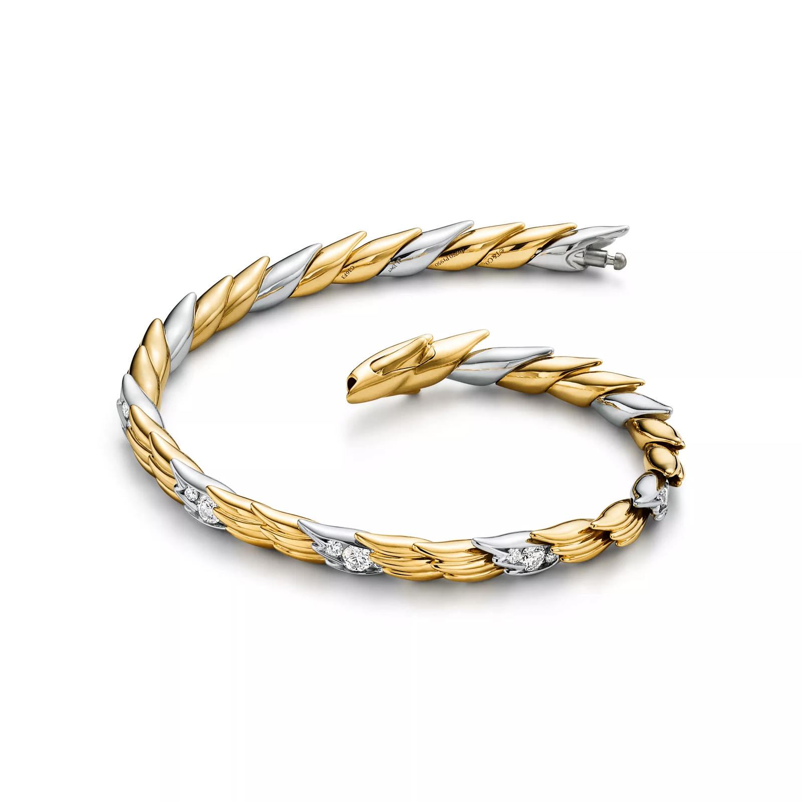 Wings Bracelet in Gold and Platinum with Pave Diamonds