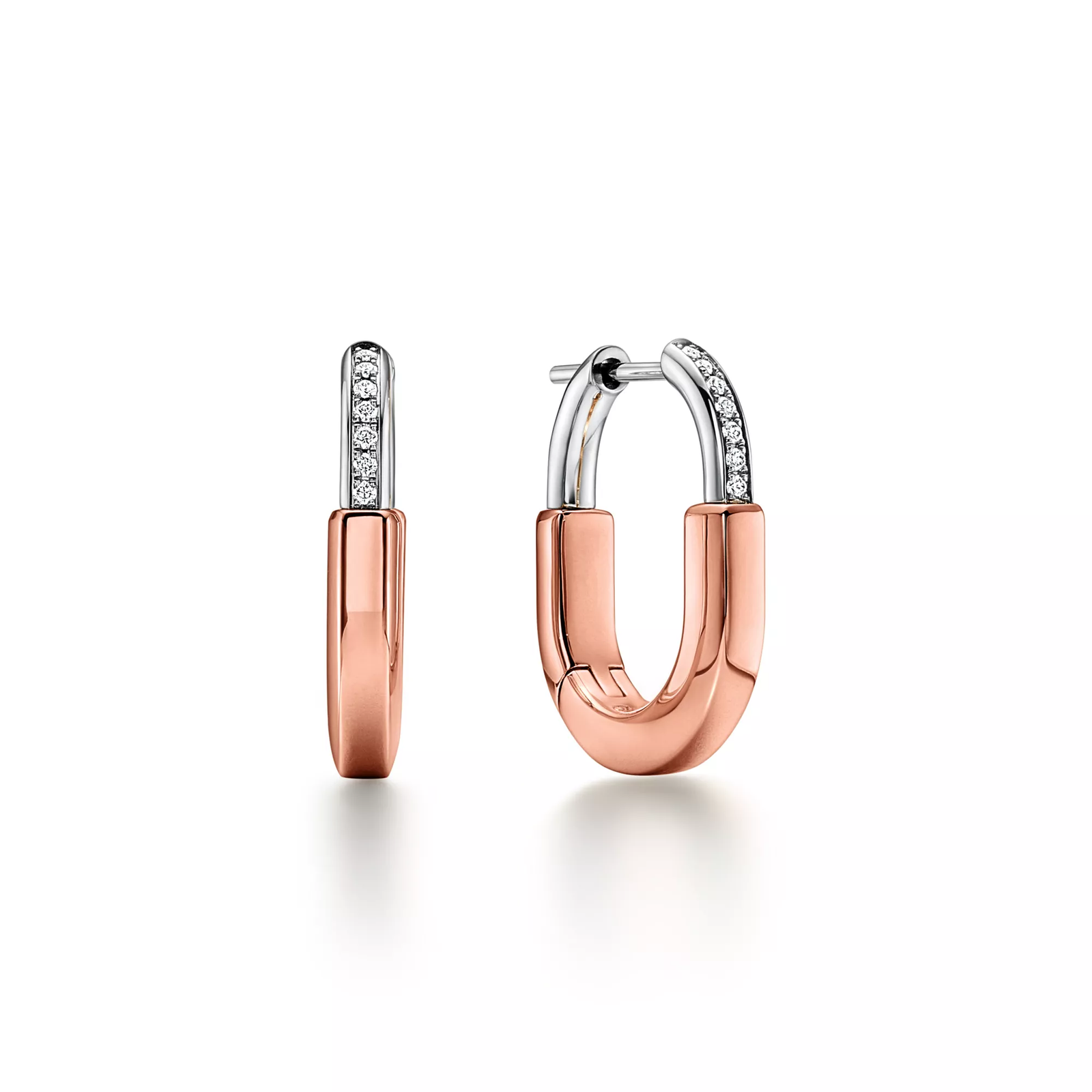 Small Earrings in Rose Gold and Platinum with Diamonds