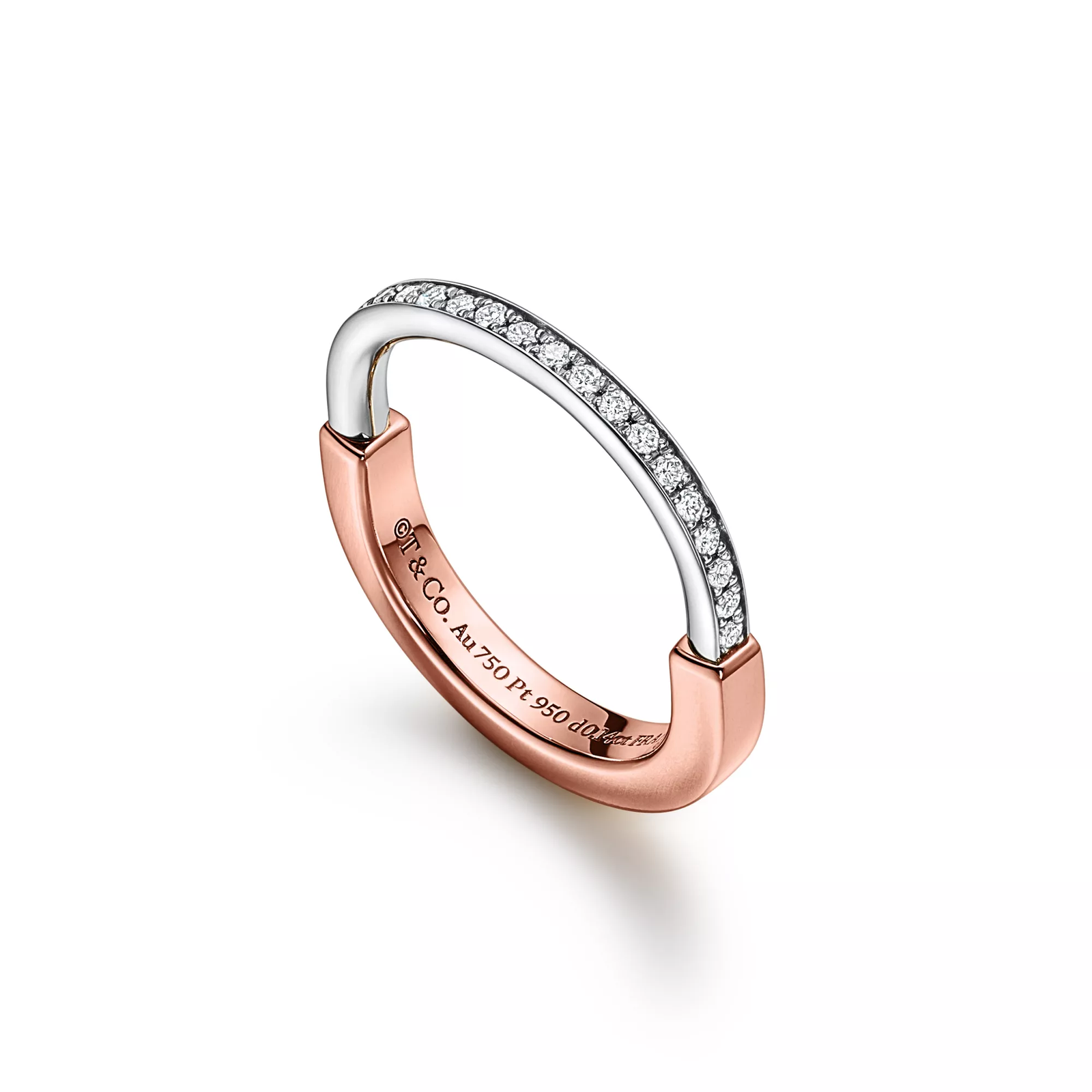 Small Ring in Rose Gold and Platinum with Diamonds