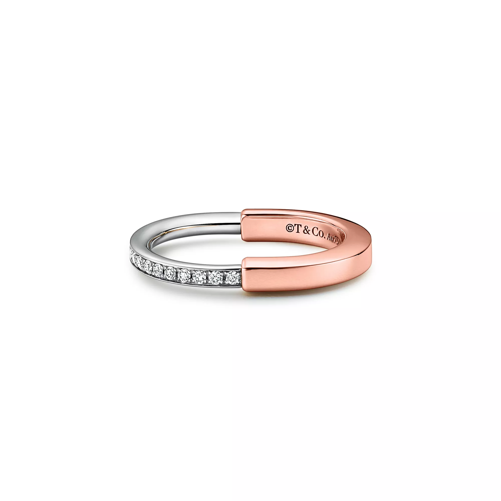 Small Ring in Rose Gold and Platinum with Diamonds