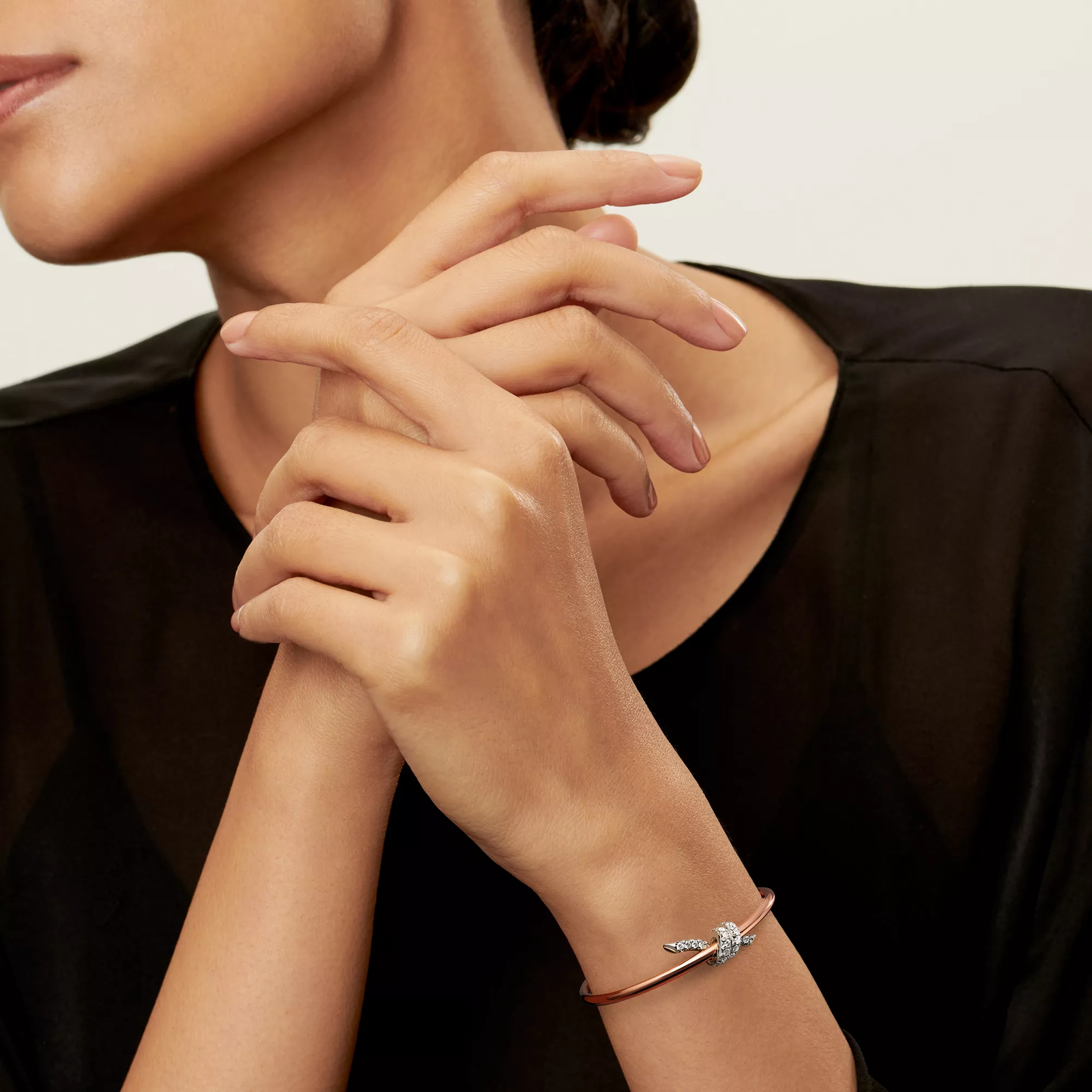 Bangle in Rose Gold and Platinum with Diamonds