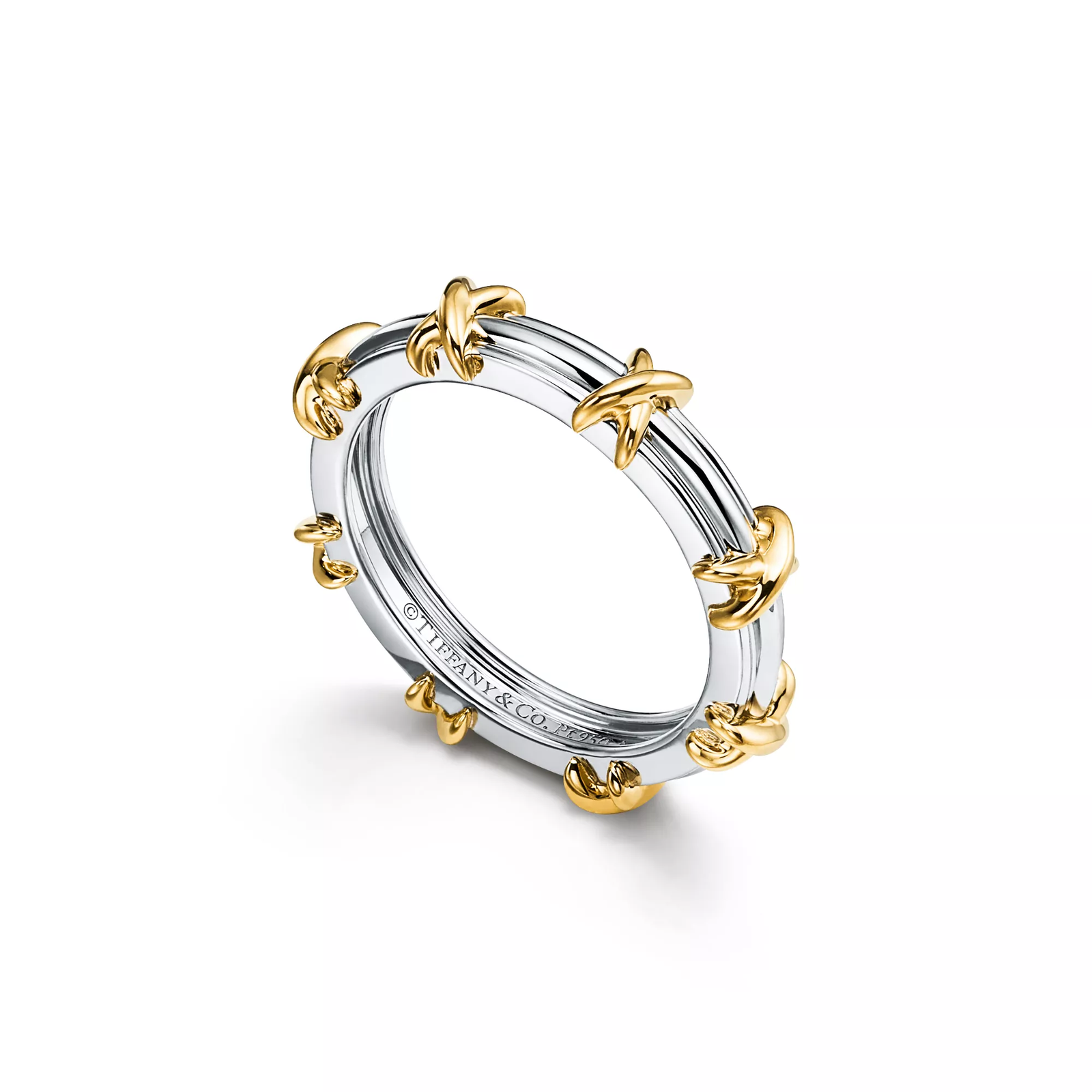 Band Ring in Platinum and Yellow Gold, 3 mm Wide