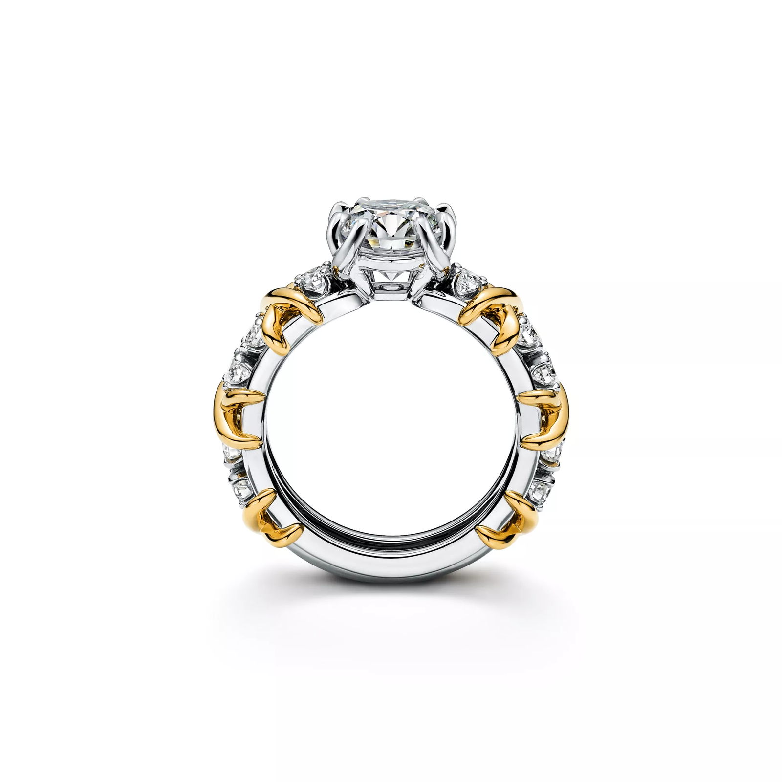 Solitaire Diamond Ring in Platinum and Yellow Gold