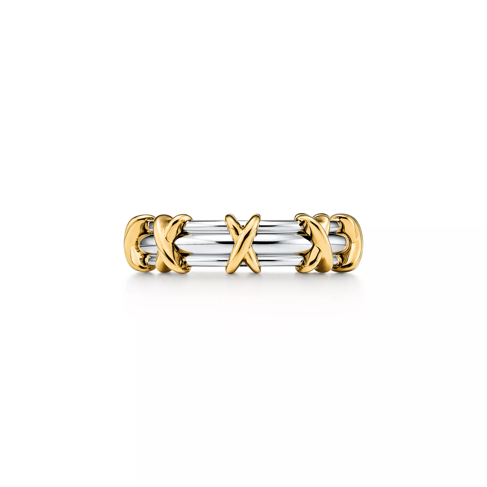 Band Ring in Platinum and Yellow Gold, 4.5 mm Wide