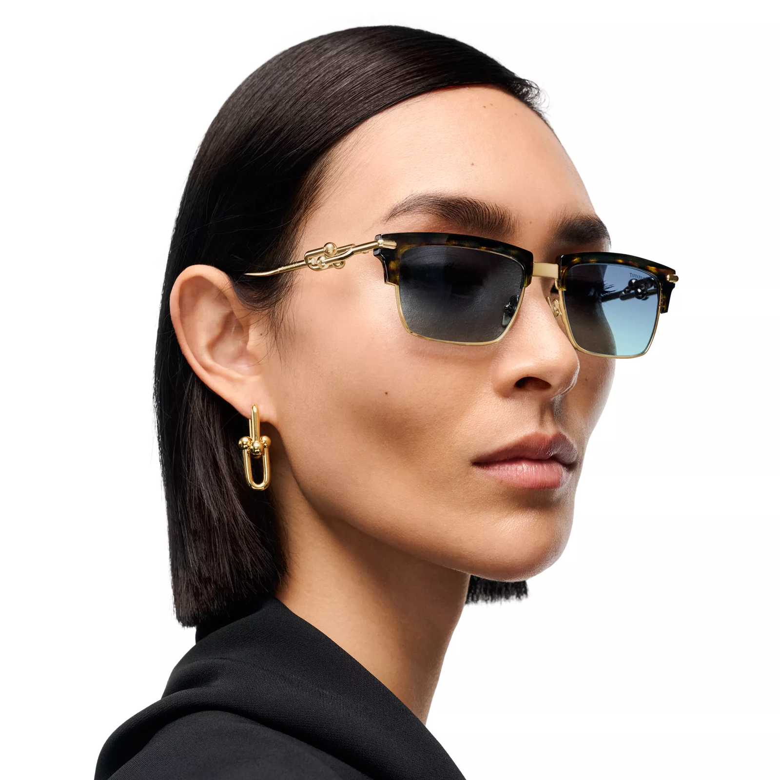 Sunglasses in Tortoise Acetate with Tiffany Blue Lenses