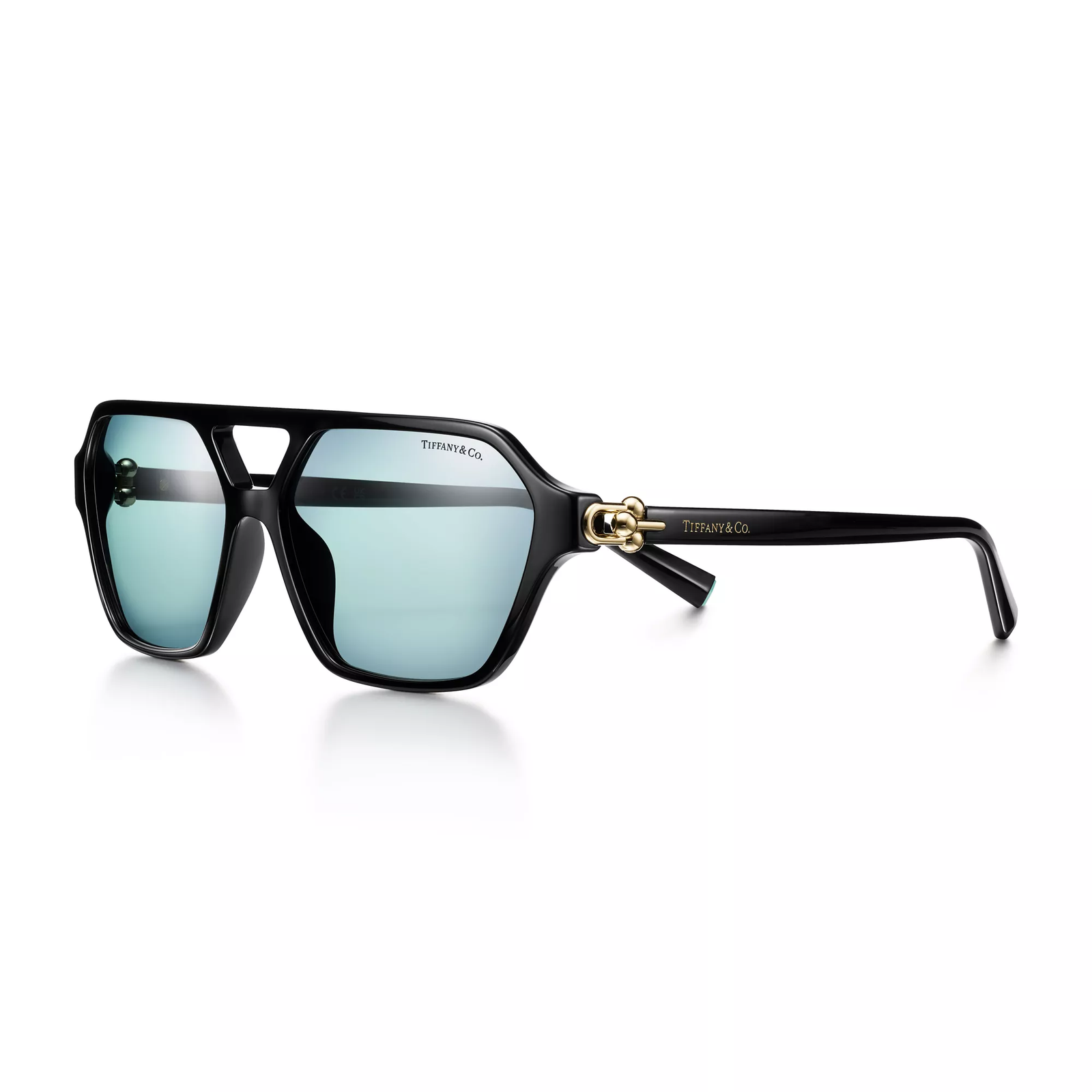 Sunglasses in Black Acetate with Tiffany Blue Lenses