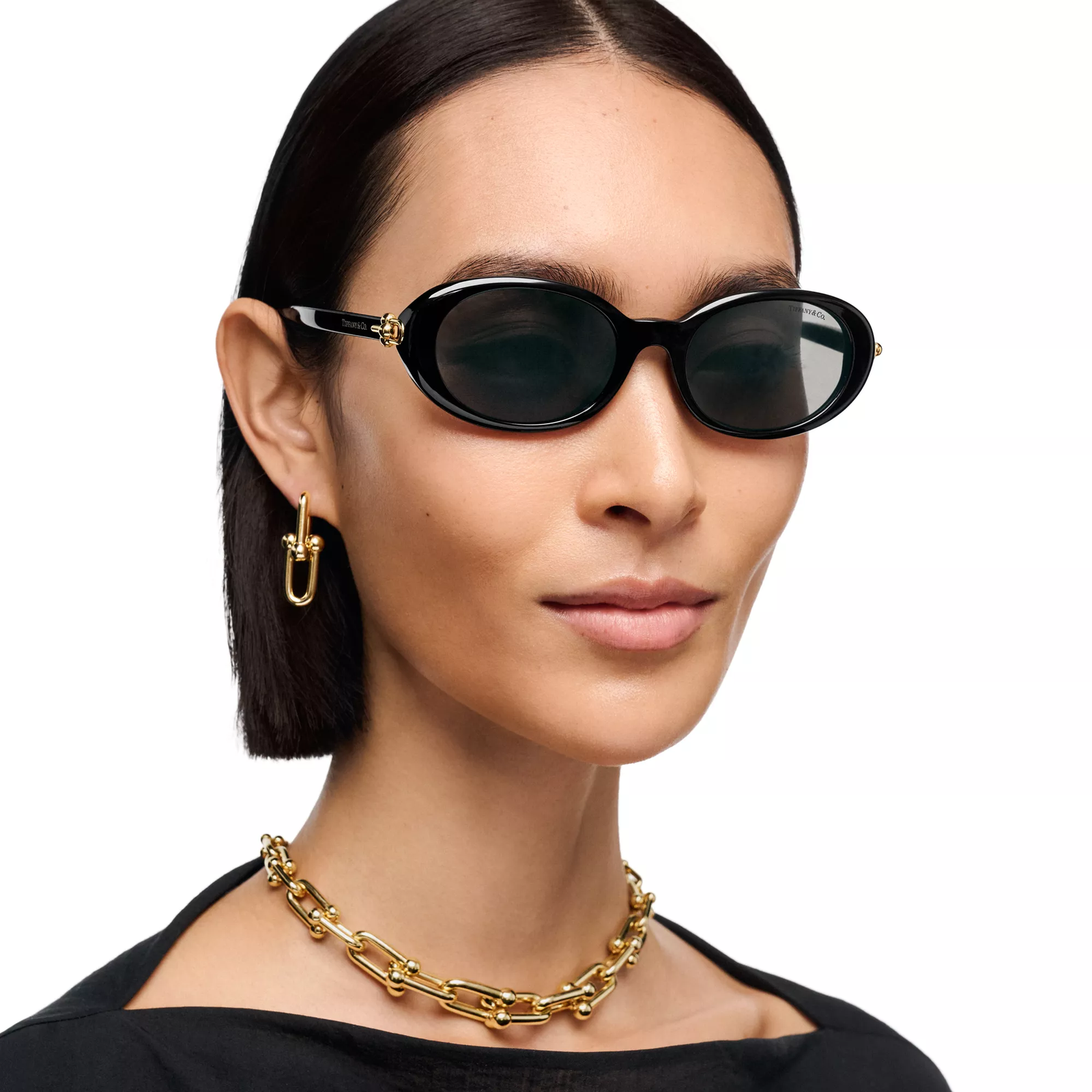 Sunglasses in Black Acetate with Dark Gray Lenses