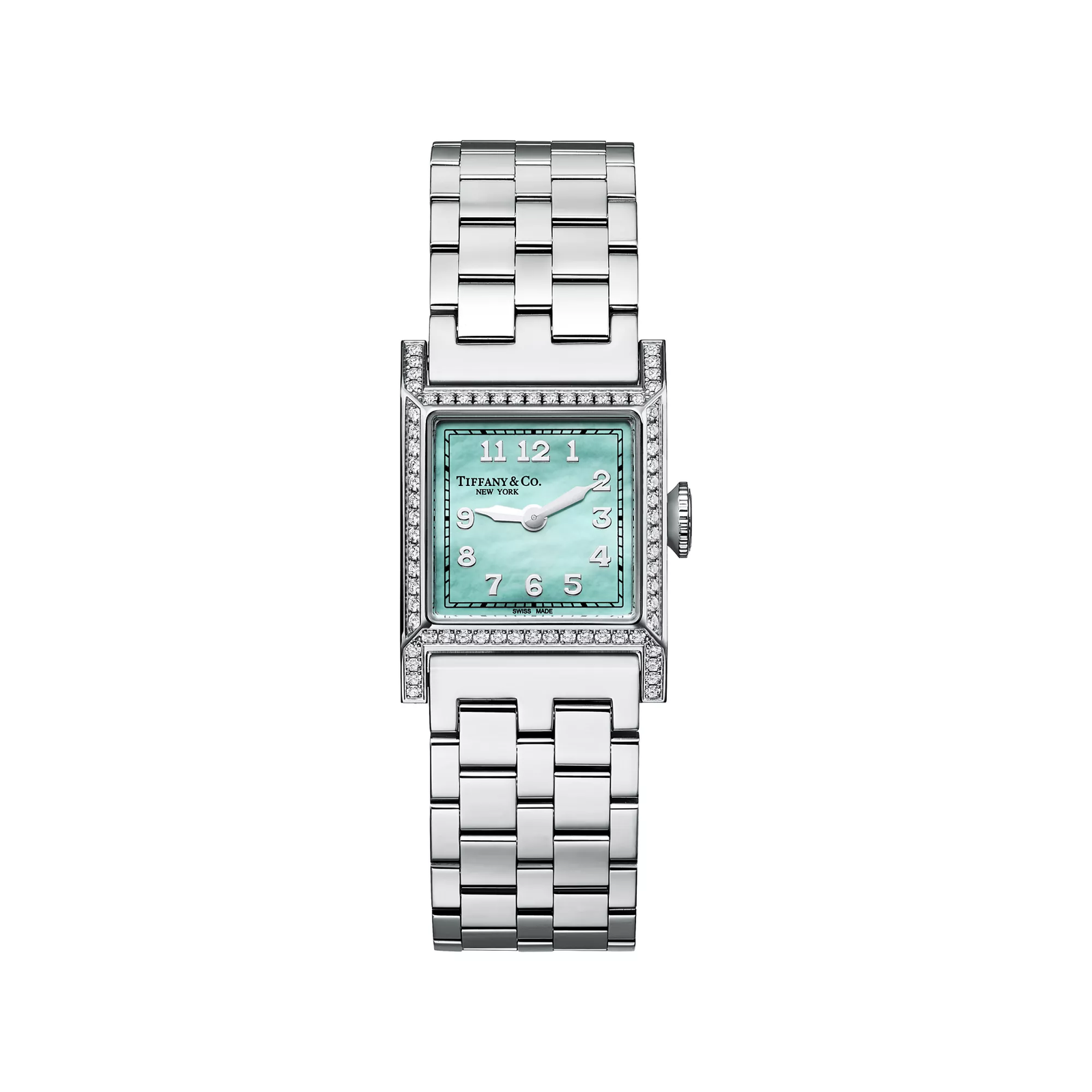 20 mm Watch in Stainless Steel with a Tiffany Blue Dial & Diamonds