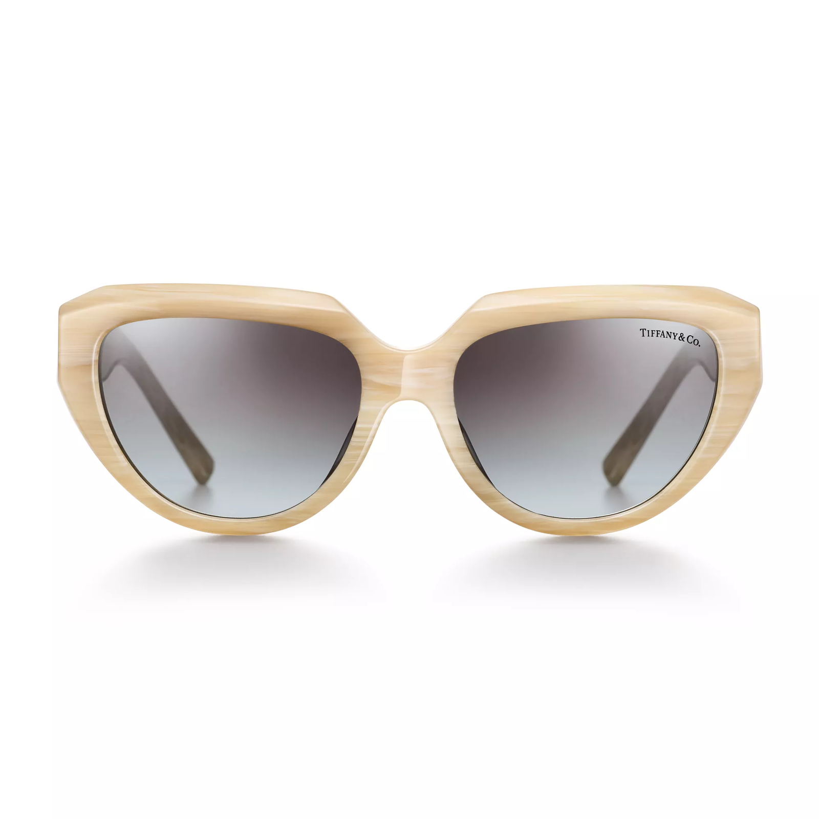 Sunglasses in Striped Ivory Acetate with Gray Gradient Lenses