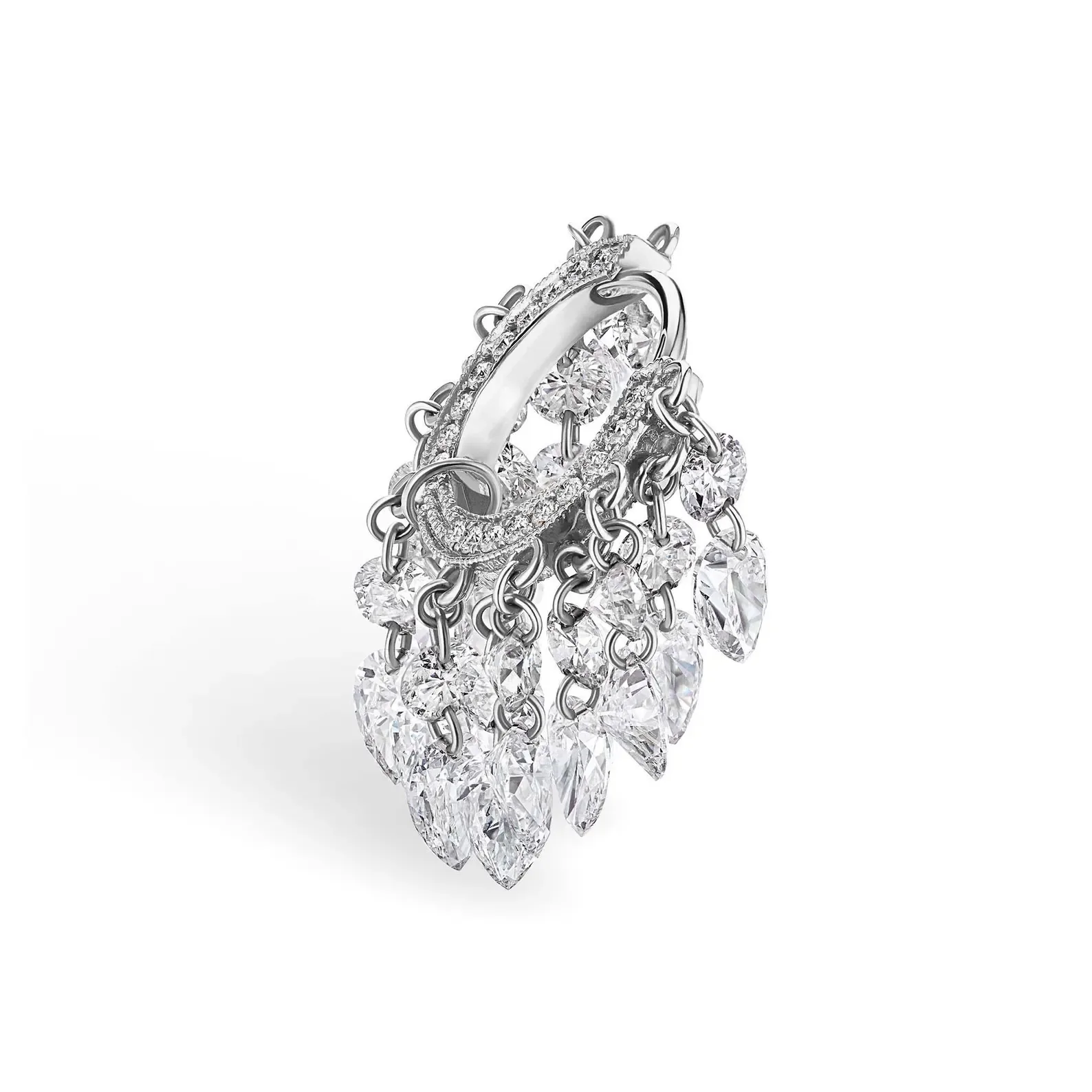 Floating Diamond Tassel Hoop Earring