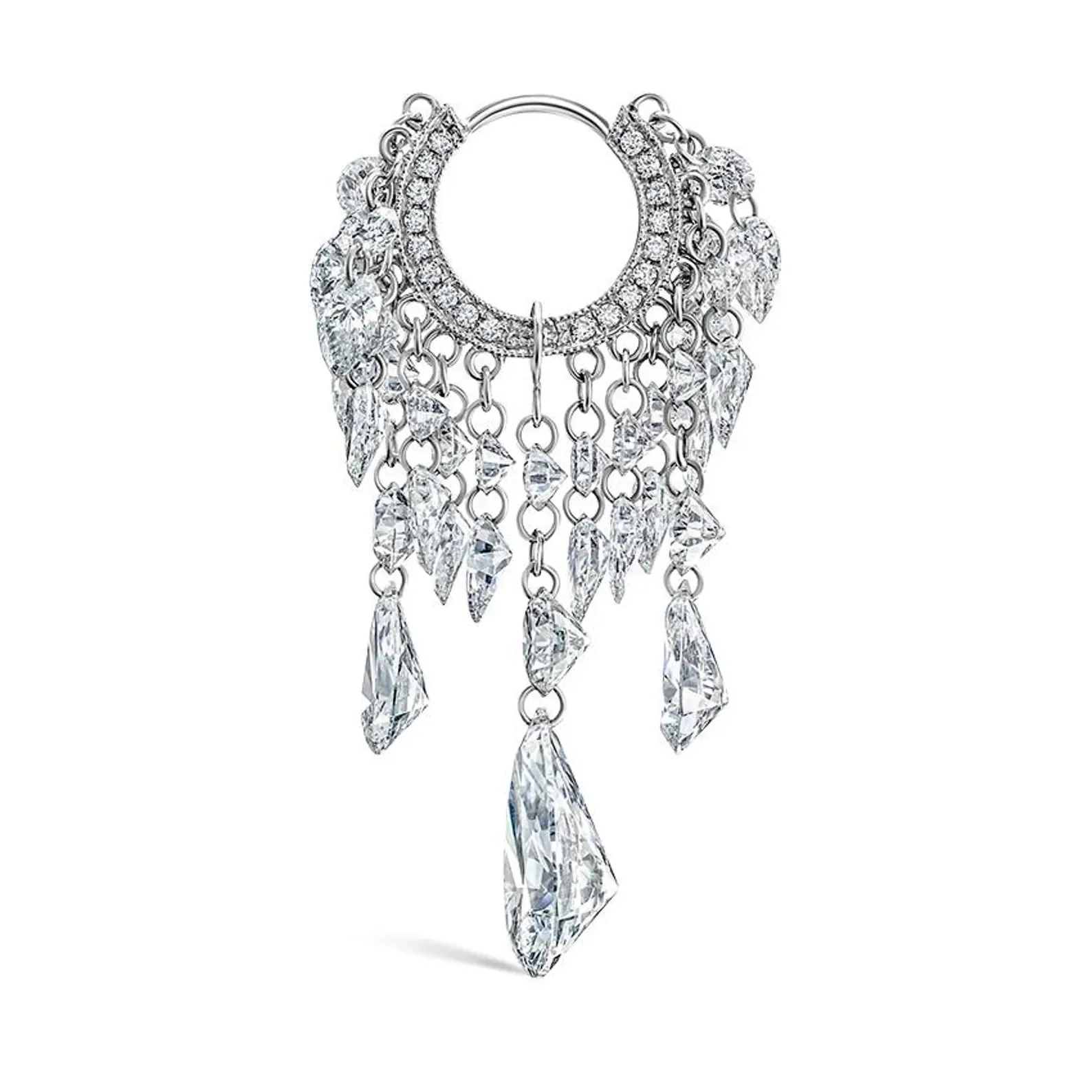 Grand Pear Floating Diamond Tassel